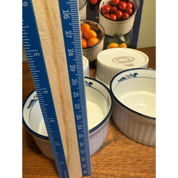 Dansk Bistro Cooks Collection Set Of Four Ramekins Maribo Pattern 4.5" Ceramic B - Picture 12 of 13